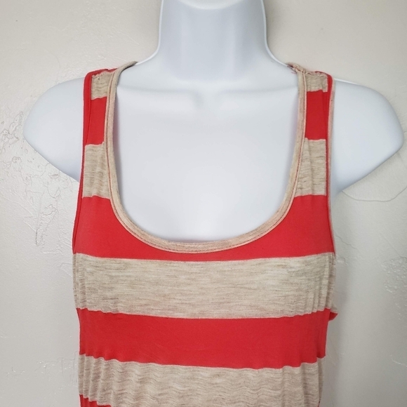 Green Apple Coral Beige Striped Maxi Dress Racerback Lightweight - Picture 7 of 8